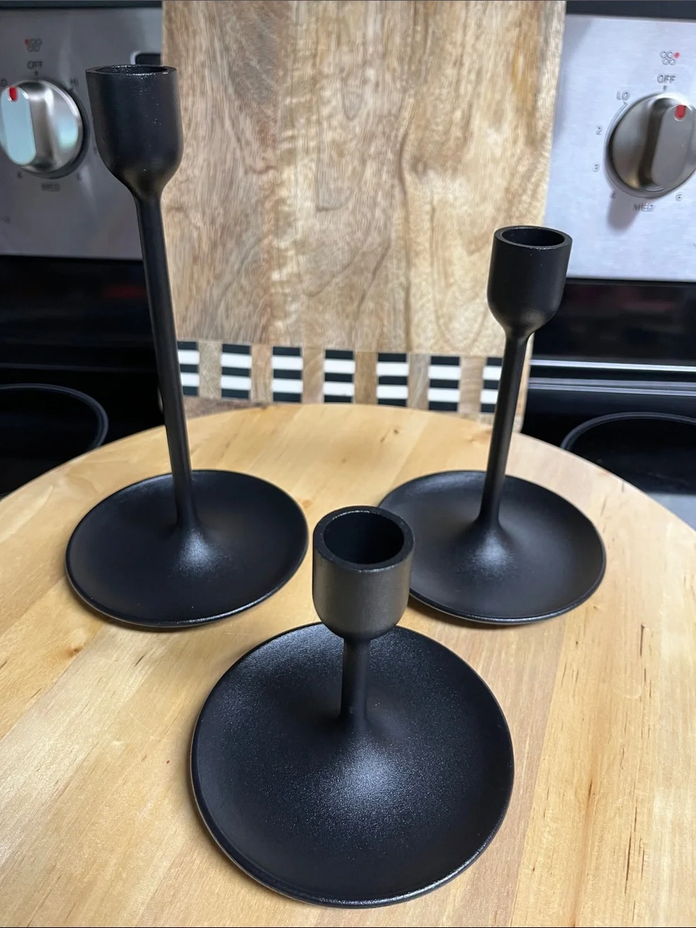 IKEA FULLTALIG black metal candlesticks